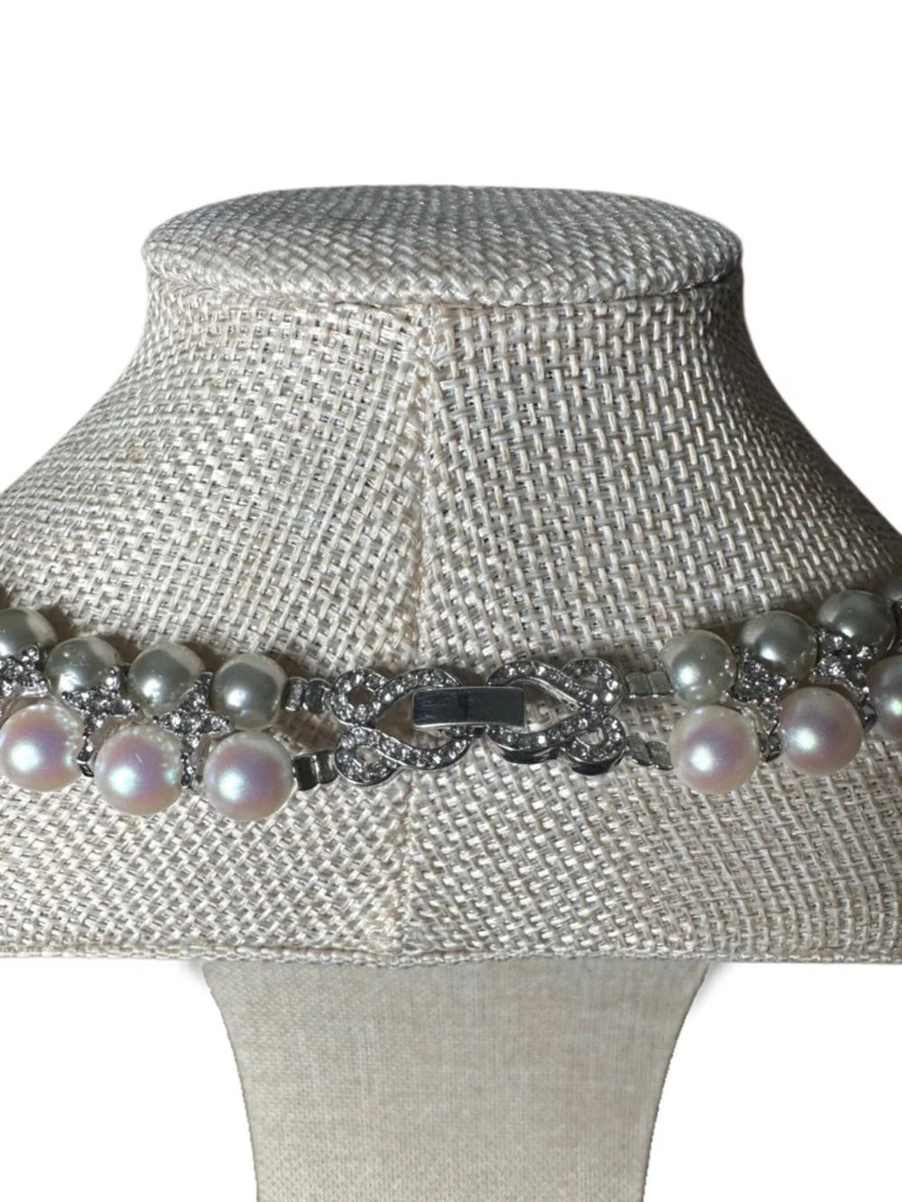 Classic Double-Row Pink and Silver Pearl Necklace